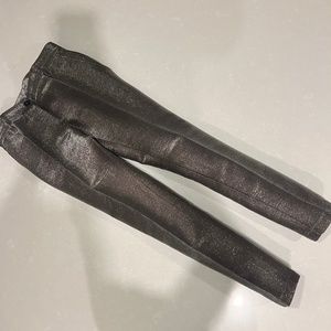 D&G Dolce & Gabbana Metallic Silver Skinny Crop Pants 38 / 0 / XS